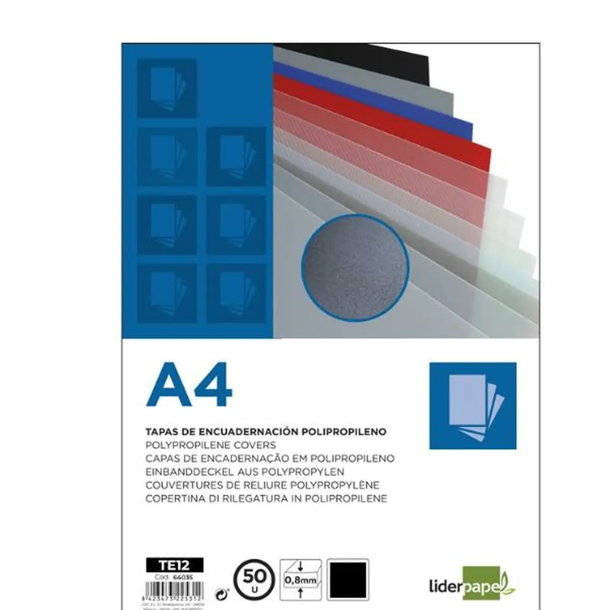 Set di coperchi Liderpapel TE12 Plastica Nero A4 (50 Unità)