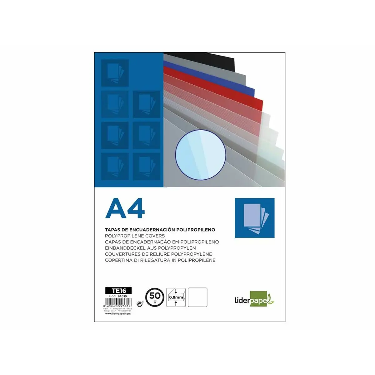 Set di coperchi Liderpapel TE16 Plastica Trasparente A4 (50 Unità)