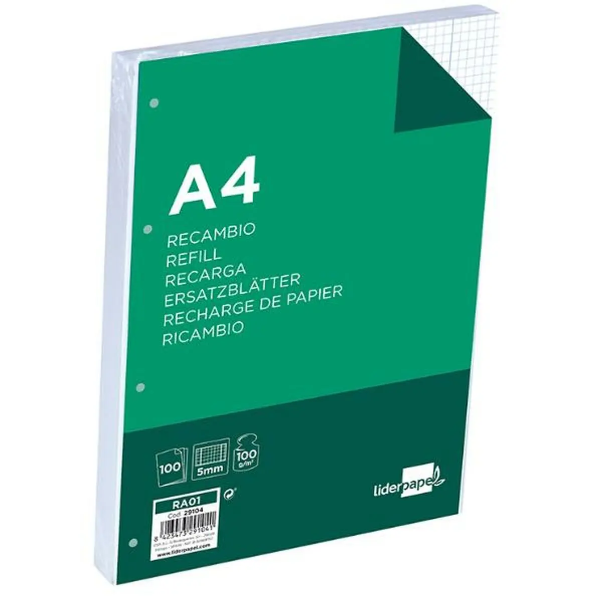 Ricambio Liderpapel RA01 Bianco A4 100 fogli