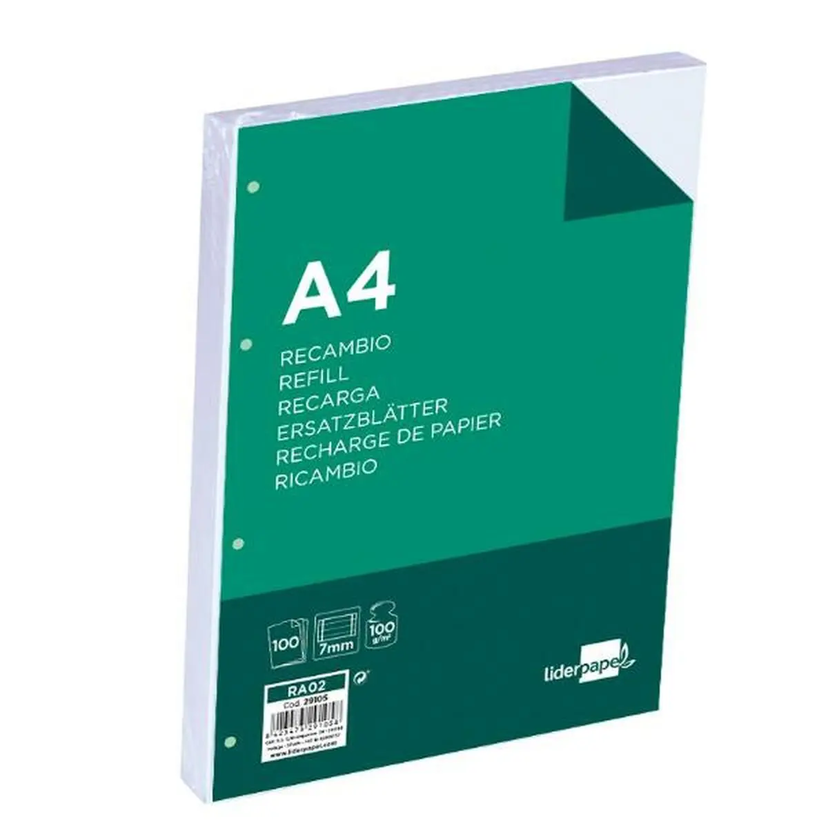 Ricambio Liderpapel RA02 Bianco A4 100 fogli