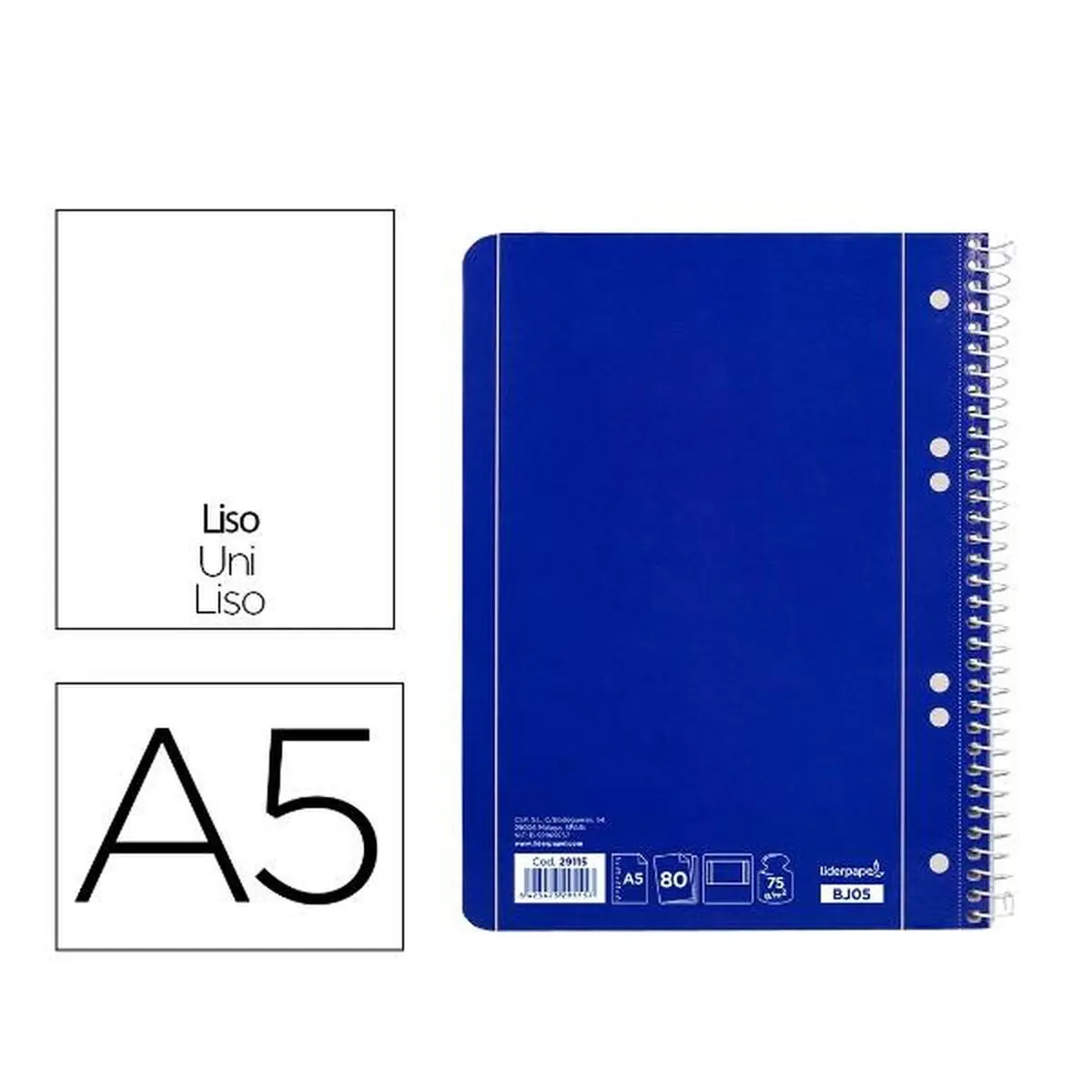 Quaderno Liderpapel BJ05 Azzurro A4 80 Pagine