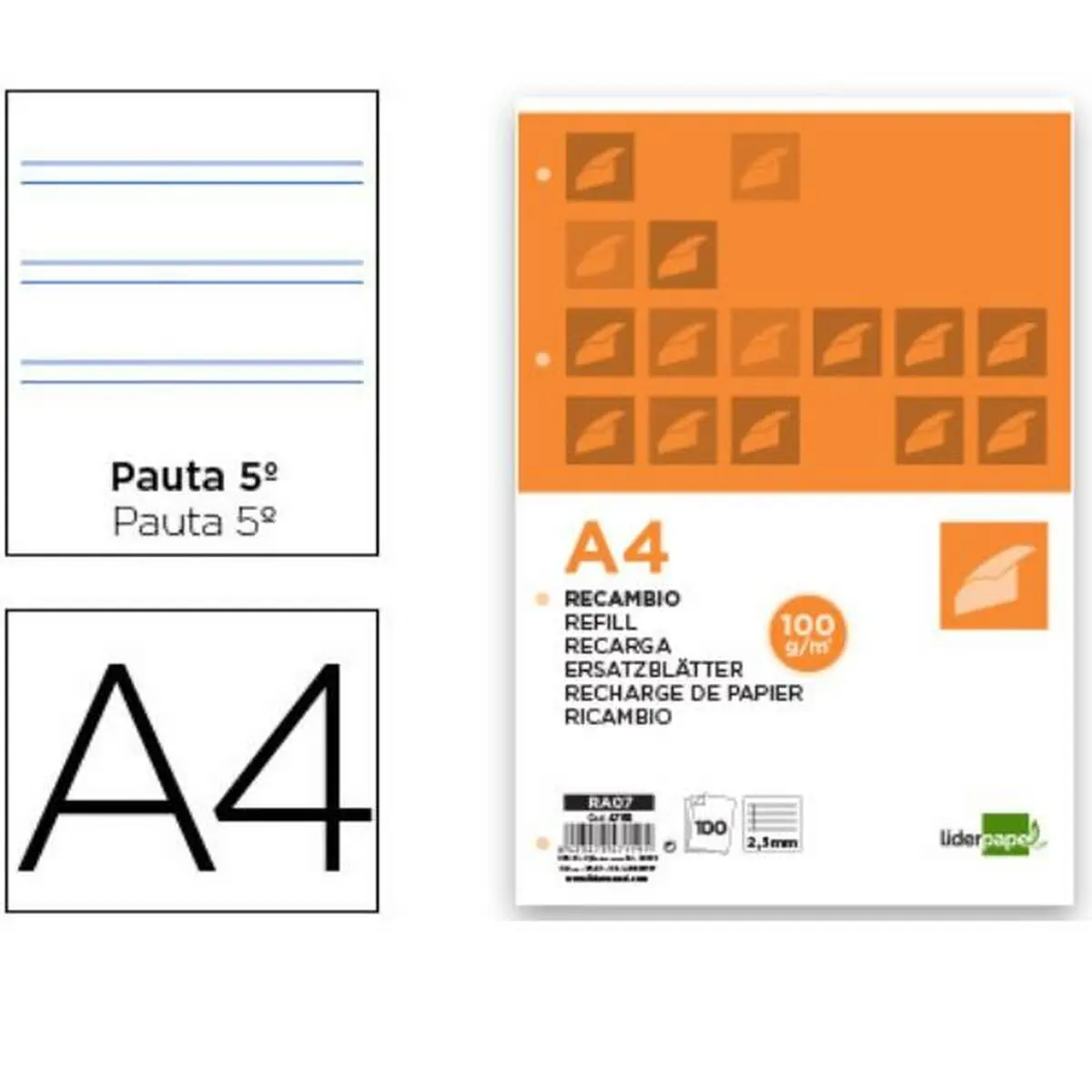 Ricambio Liderpapel RA07 Bianco A4 100 fogli