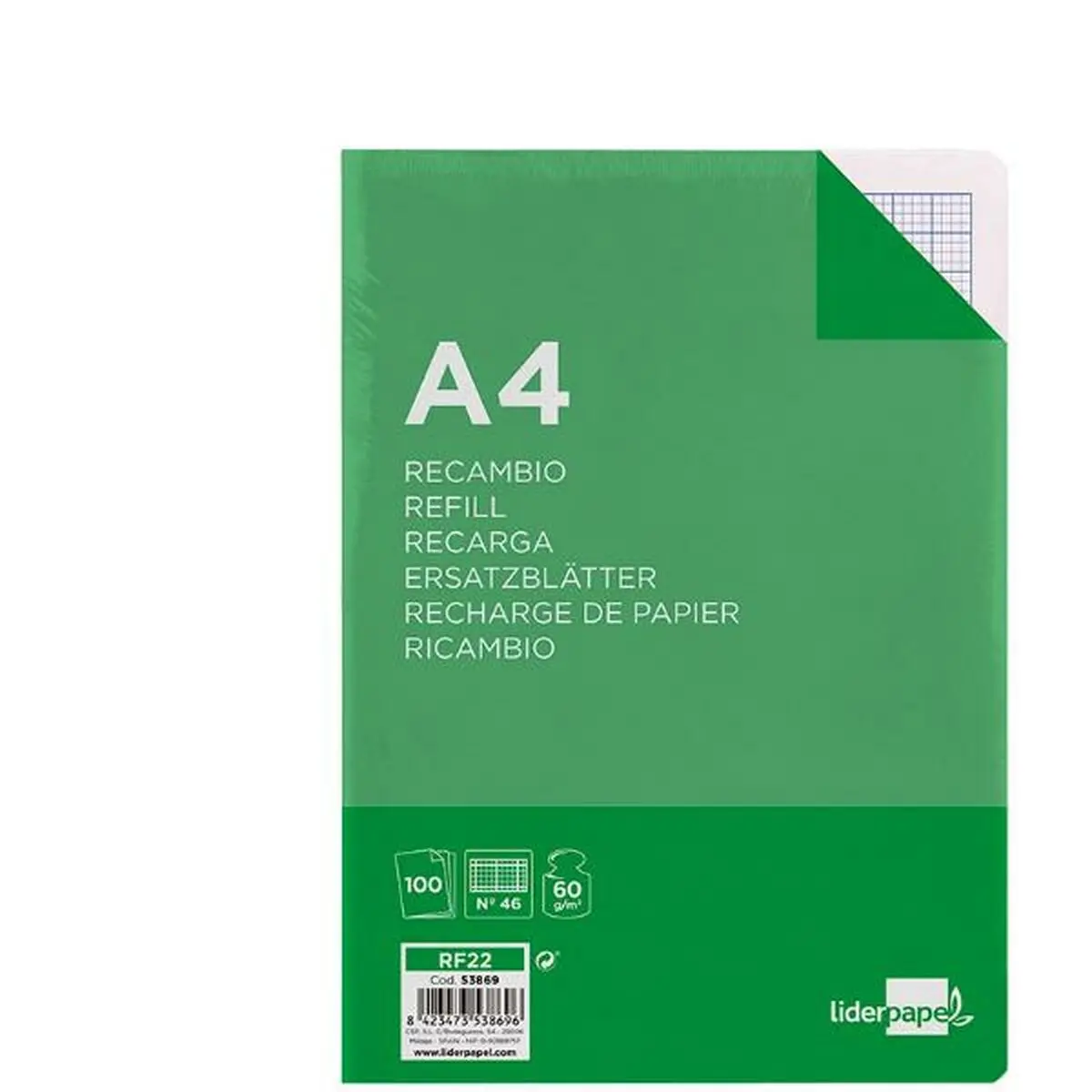 Ricambio Liderpapel RF22 Bianco A4 100 fogli