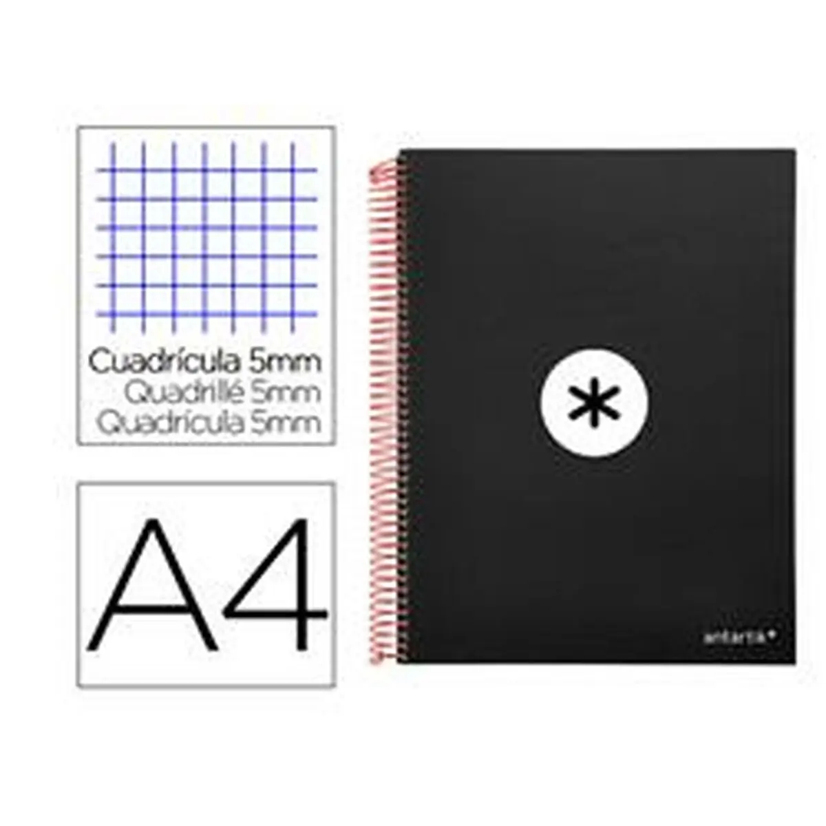 Quaderno Antartik KD86 Nero A4 120 Fogli