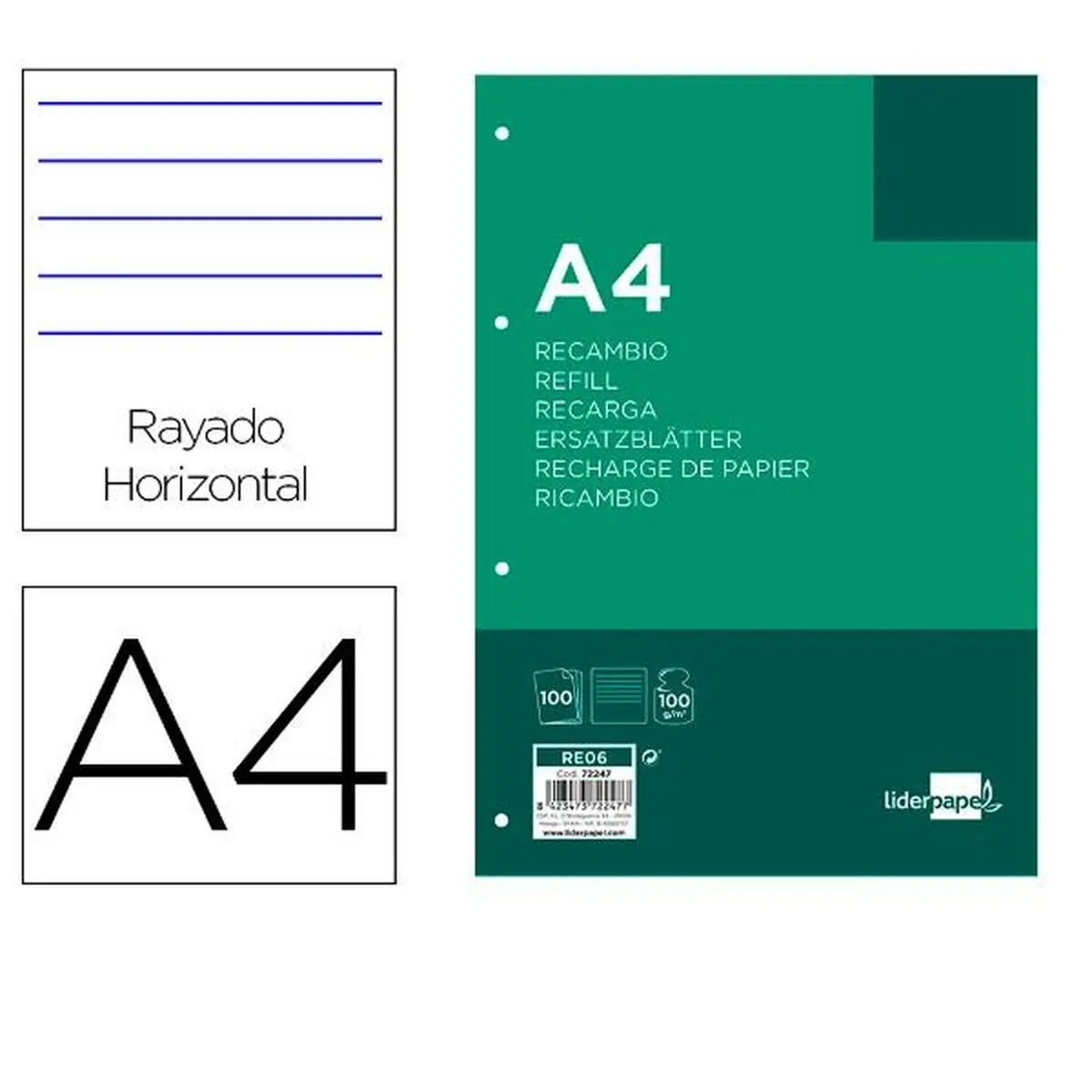 Ricambio Liderpapel RE06 A4 100 fogli Bianco