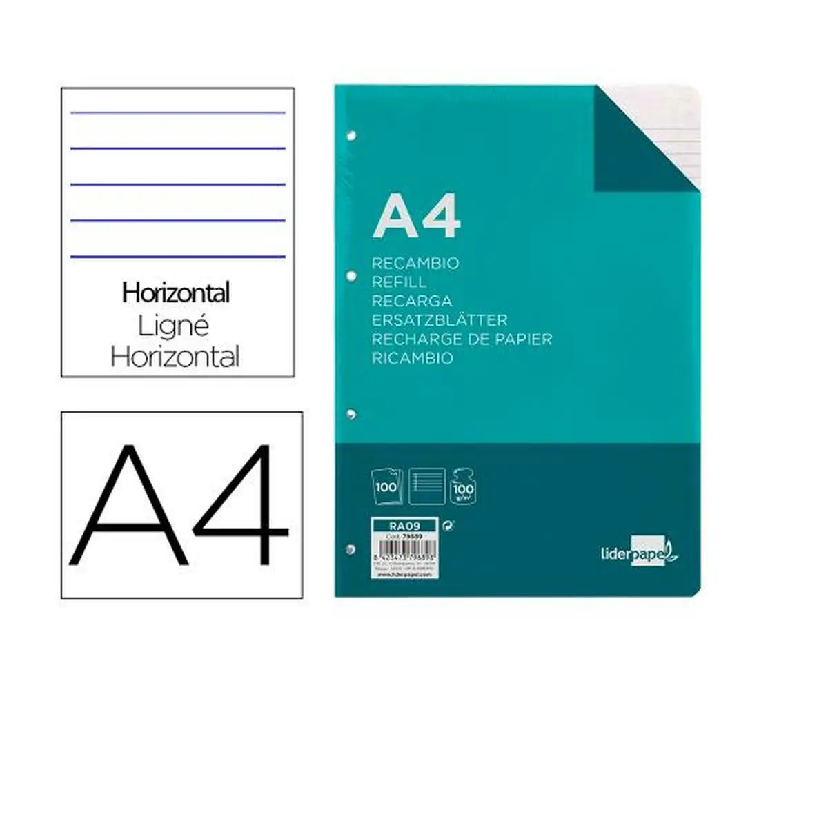 Ricambio Liderpapel RA09 A4 100 fogli Bianco