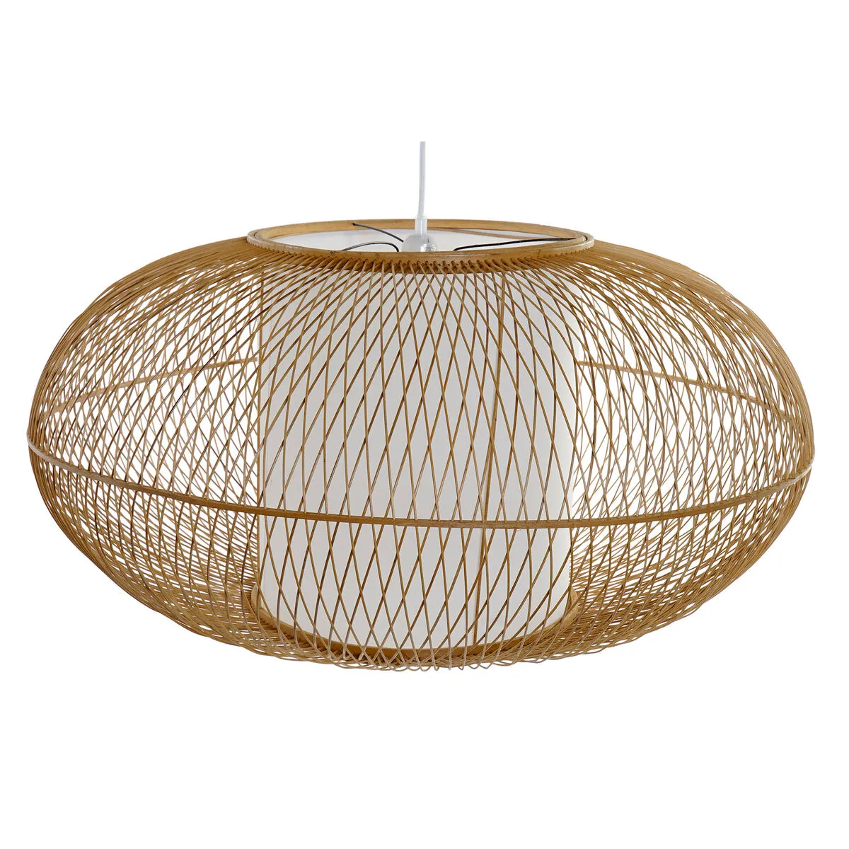 Lampadario DKD Home Decor Bianco Naturale Bambù 40 W 83 x 83 x 40 cm