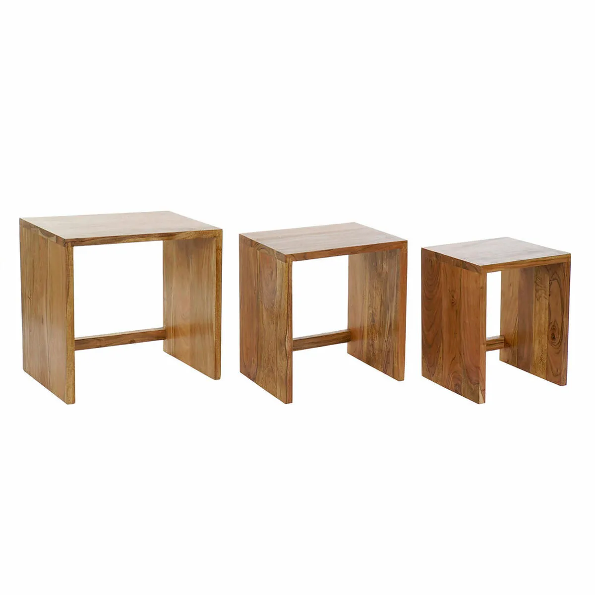 Set di 3 tavoli DKD Home Decor Legno Acacia Plastica 51 x 36 x 51 cm