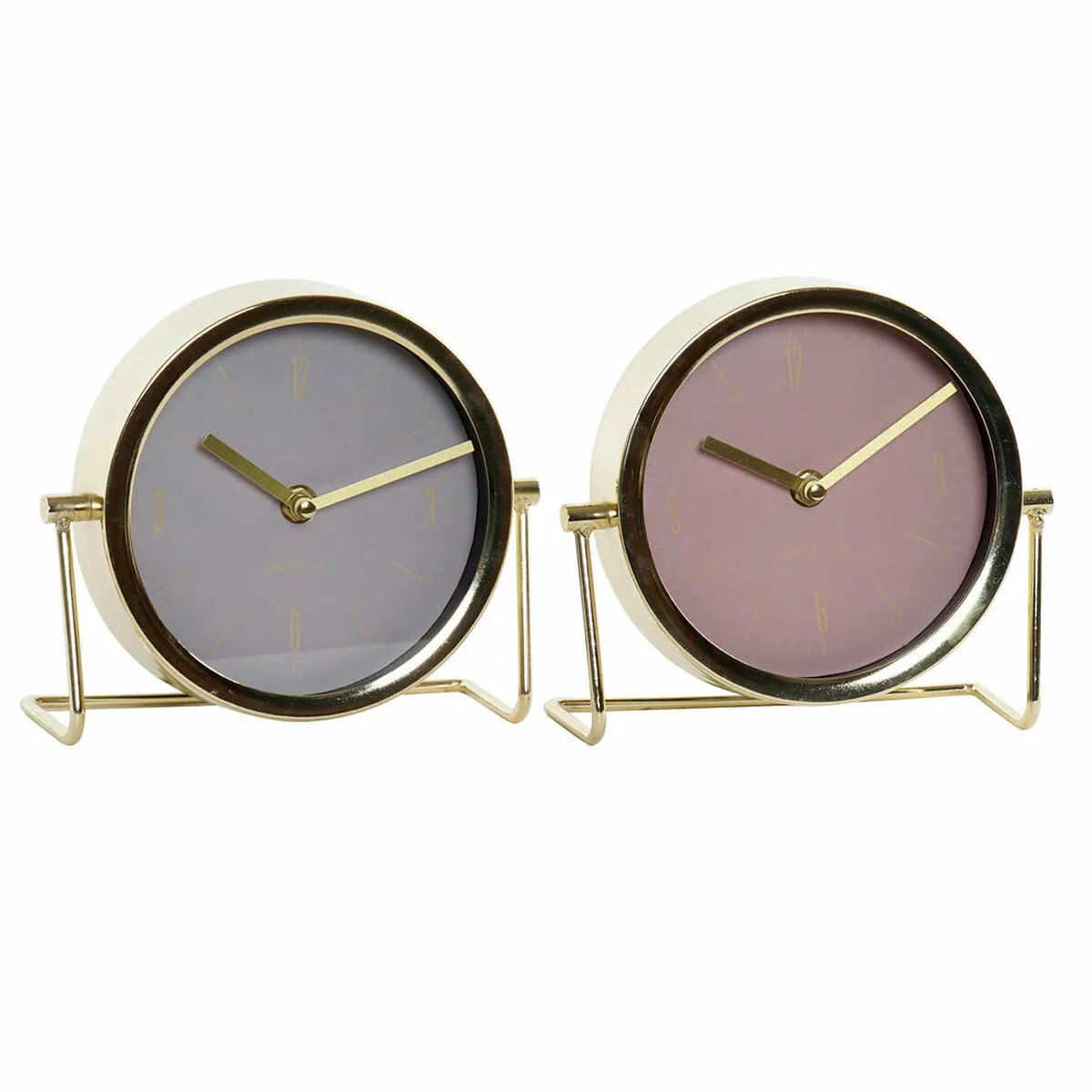 Orologio da Tavolo DKD Home Decor Dorato Beige Rosa Metallo Cristallo Ferro Scandi 30 x 40 cm 18 x 6,5 x 16 cm (2 Unità)