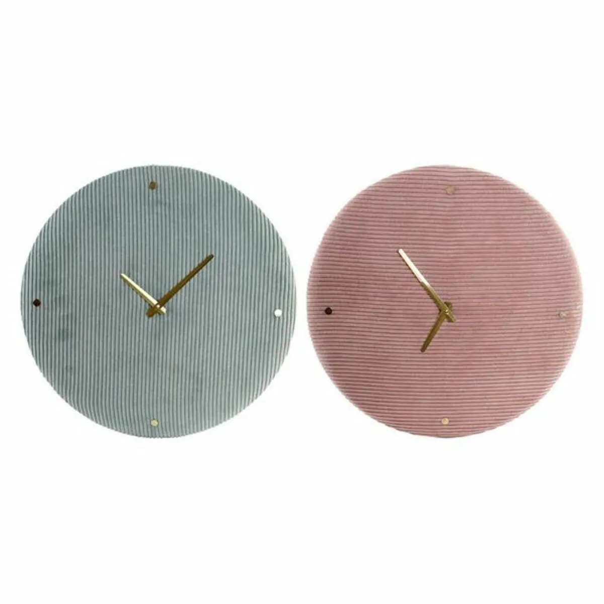 Orologio da Parete DKD Home Decor Verde Rosa 40,5 x 5,5 x 40,5 cm (2 Unità)