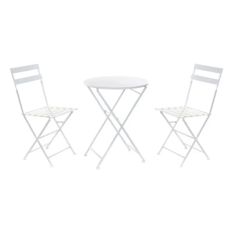 Tavolo con 2 sedie DKD Home Decor Bianco 80 cm 60 x 60 x 70 cm (3 pcs)