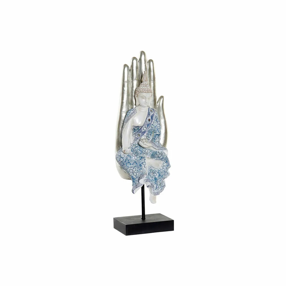 Statua Decorativa DKD Home Decor 8424001712205 Champagne Azzurro Buddha Orientale 14 x 11 x 41 cm