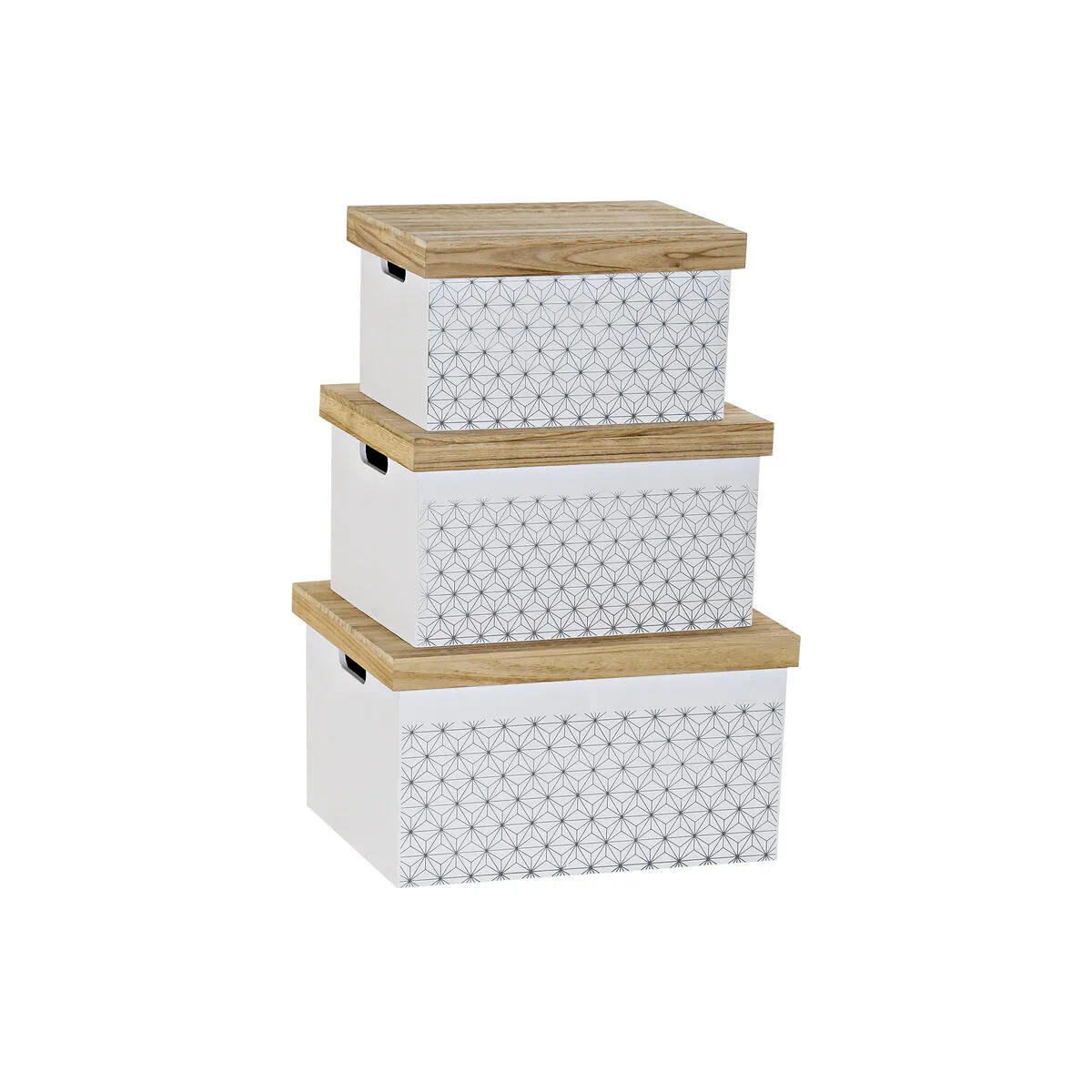 Set di Scatole per Sistemare Impilabili DKD Home Decor Bianco Naturale 42 x 31 x 24 cm