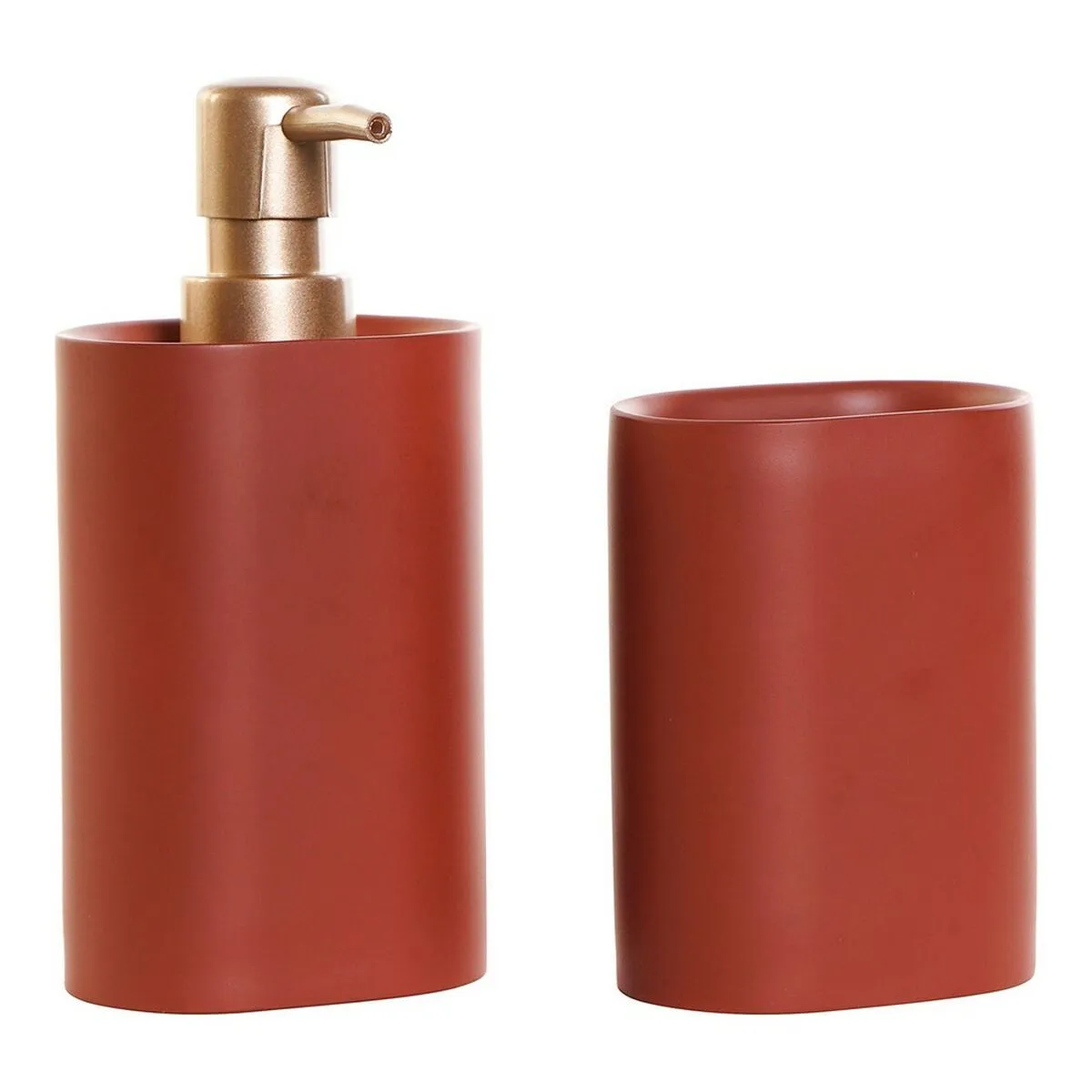 Set da Bagno DKD Home Decor Dorato Terracotta PVC Resina Moderno 8,5 x 6 x 18 cm (2 Unità)