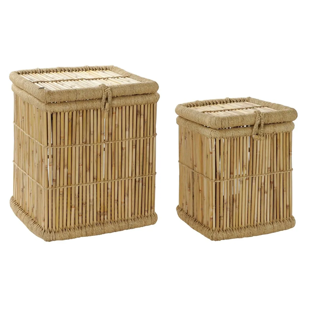 Set di Cestini DKD Home Decor Naturale Corda Bambù (46 x 46 x 55 cm)