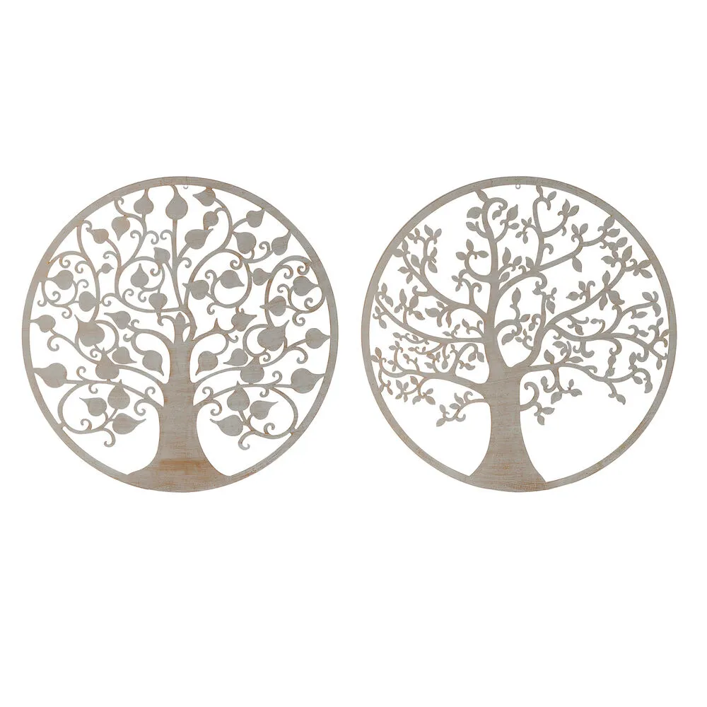 Decorazione da Parete DKD Home Decor Bianco 100 x 1 x 100 cm Albero Dorato Indiano (2 Unità)