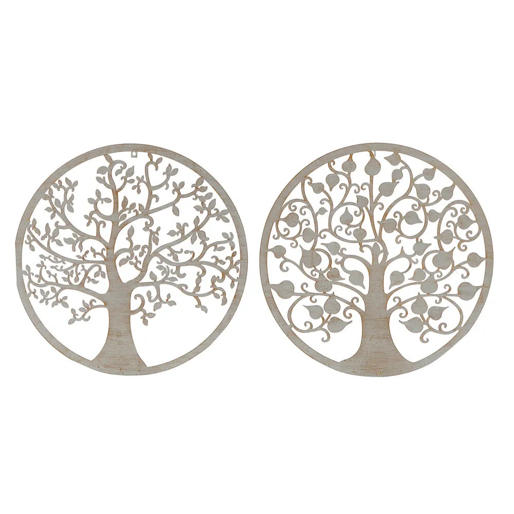 Decorazione da Parete DKD Home Decor Albero Dorato Bianco Indiano 60 x 1 x 60 cm (2 Unità)