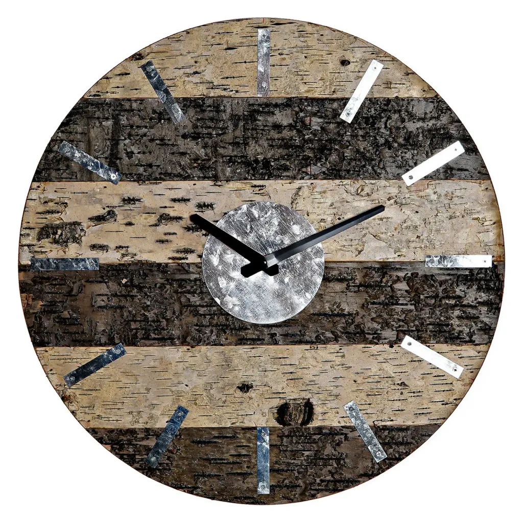 Orologio da Parete DKD Home Decor 8424001775774 Marrone Naturale Metallizzato Legno Metallo 40 x 3,6 x 40 cm