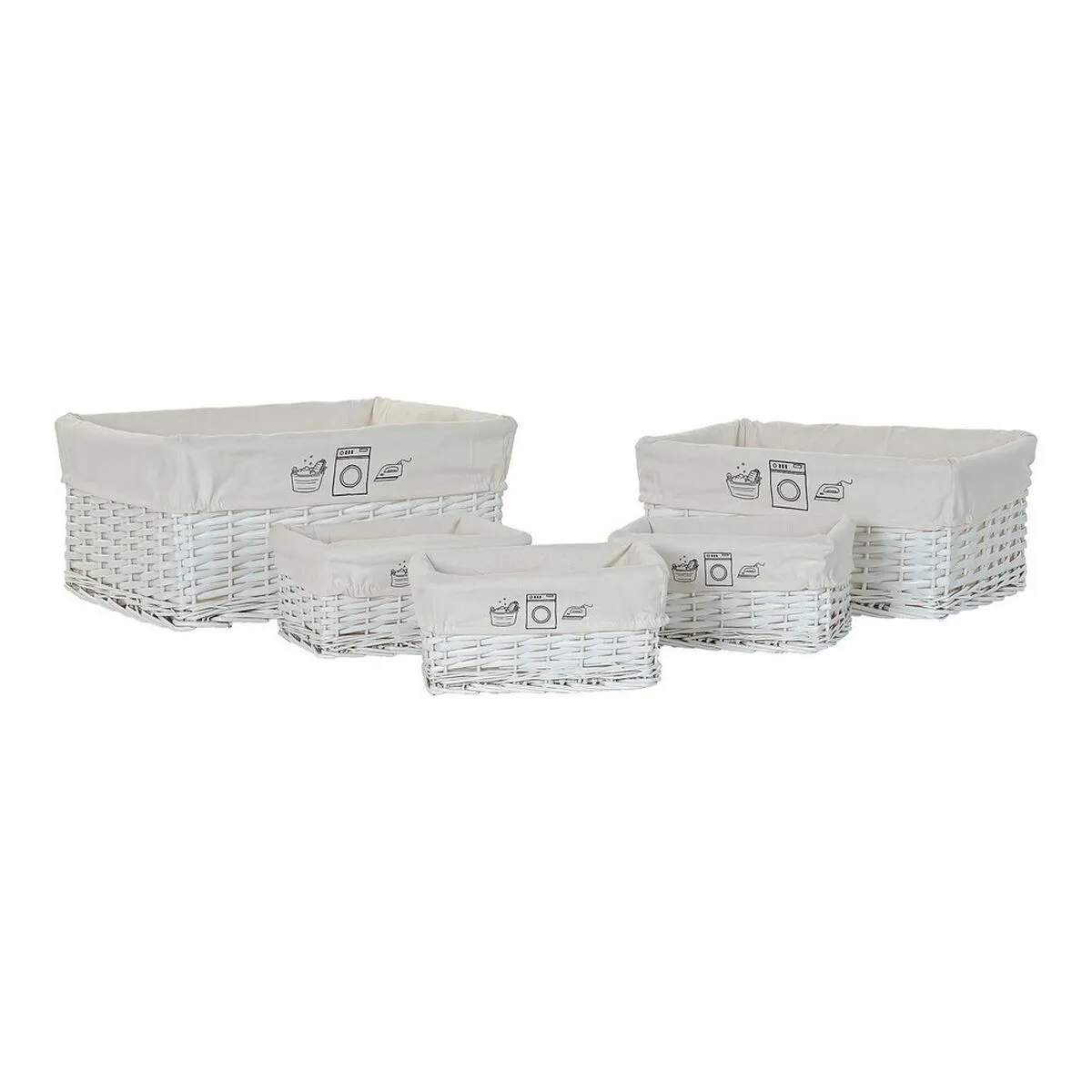 Set di Cestini DKD Home Decor Poliestere vimini (5 pcs) (48 x 38 x 22 cm) (26 x 19 x 13 cm) (42 x 33 x 19 cm)