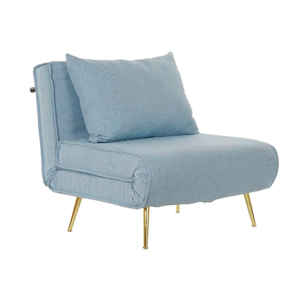 Divano Letto DKD Home Decor Multicolore Dorato Blu cielo Metallo Moderno Scandi 90 x 80 x 84 cm