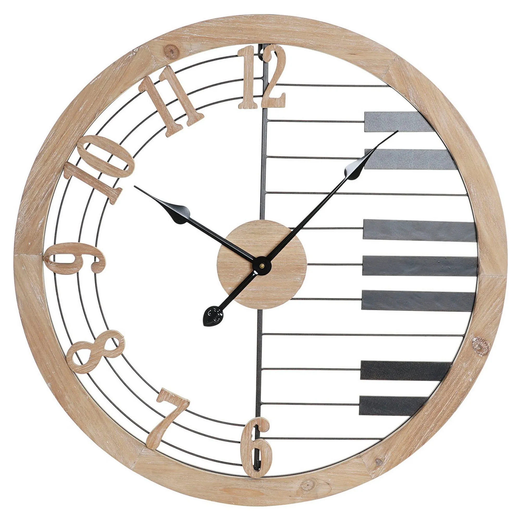 Orologio da Parete DKD Home Decor Nero Ferro Legno MDF (60 x 4 x 60 cm)