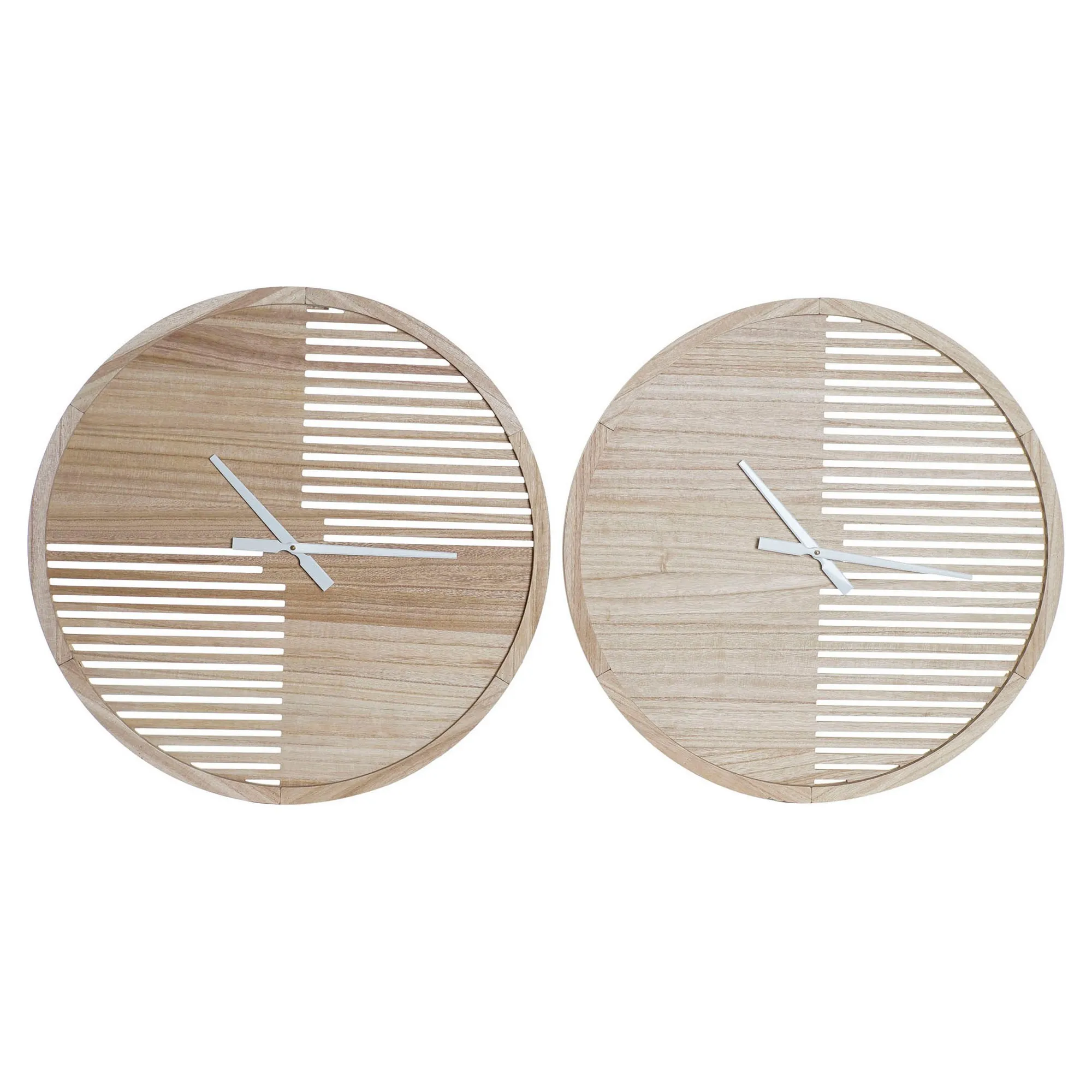 Orologio da Parete DKD Home Decor Naturale Bianco 60 x 4,5 x 60 cm Legno MDF (2 Unità)