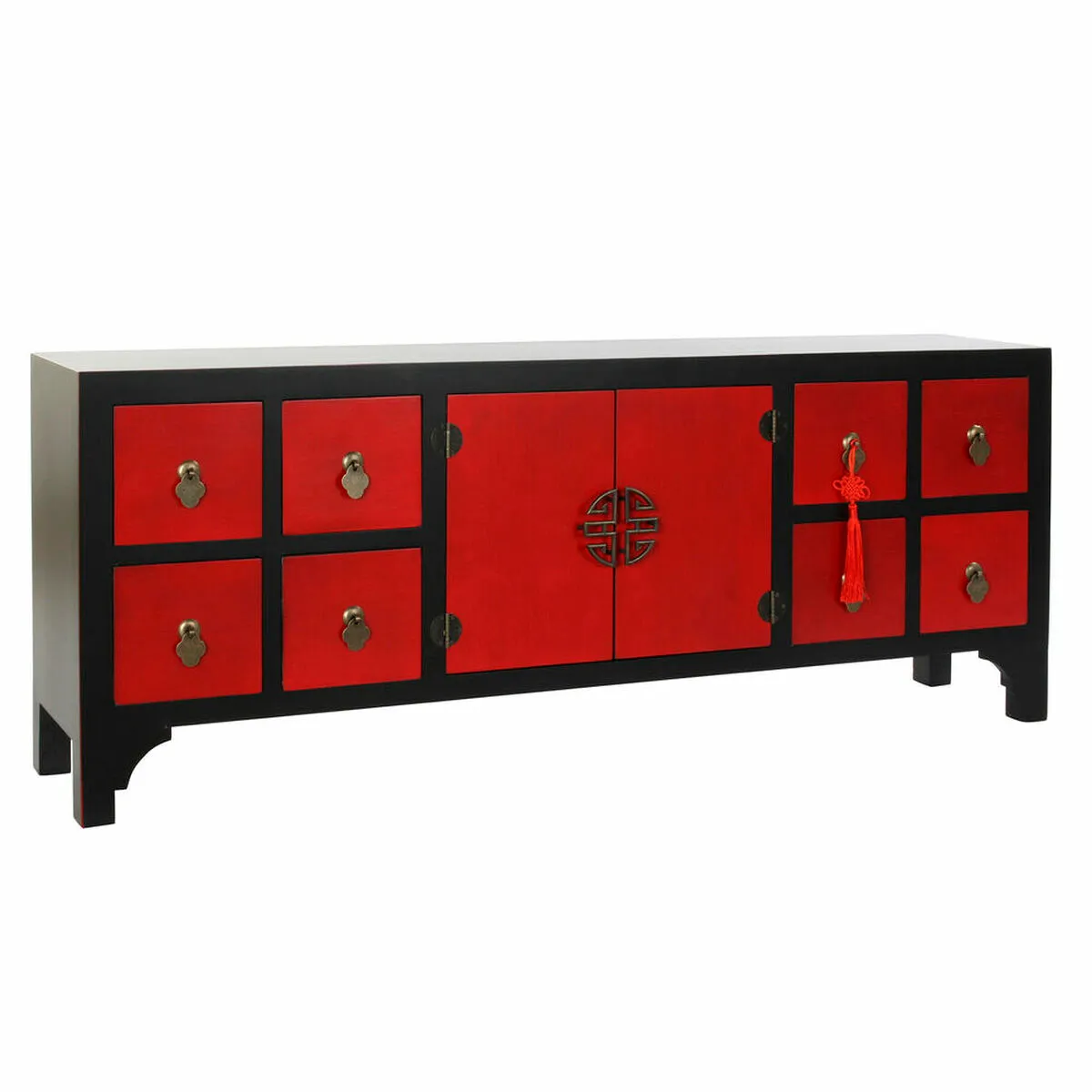 Mobile TV DKD Home Decor Rosso Nero Abete Legno MDF 130 x 25 x 50,5 cm