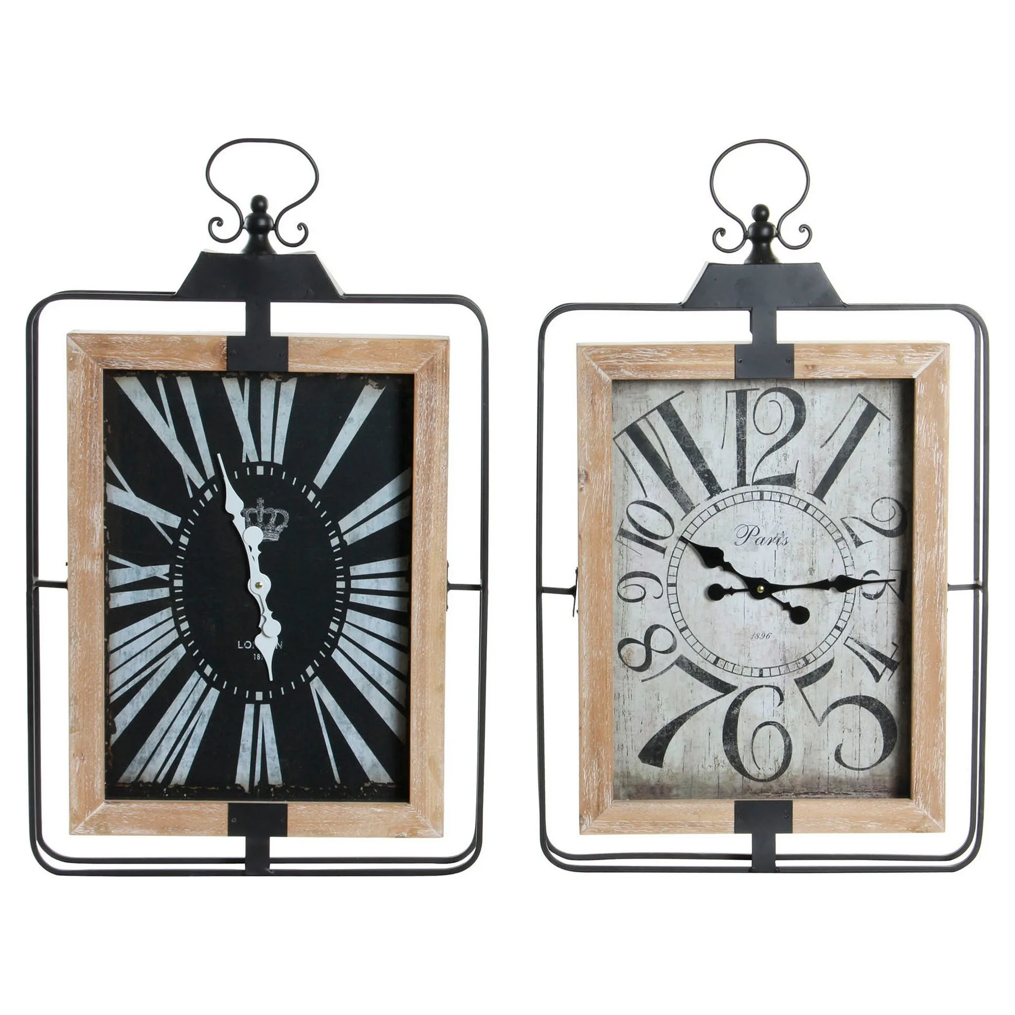 Orologio da Parete DKD Home Decor RE-180398 46 x 6 x 75 cm Nero Beige Ferro Legno MDF (2 Unità)