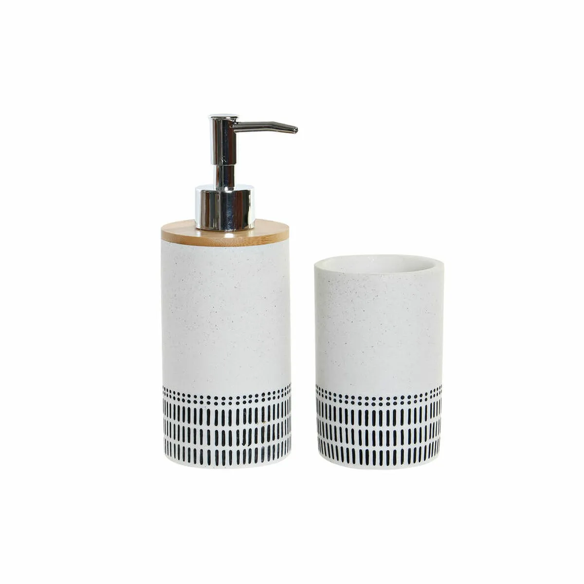 Set da Bagno DKD Home Decor 8424001811465 Bianco Nero Marrone Chiaro Bambù Dolomite 7,4 x 7,4 x 19 cm