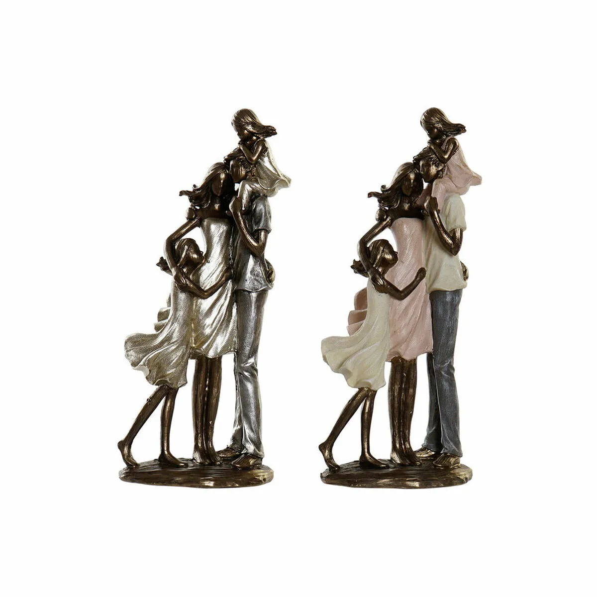 Statua Decorativa DKD Home Decor 12,5 x 10,5 x 28 cm Rosa Rame Famiglia (2 Unità)