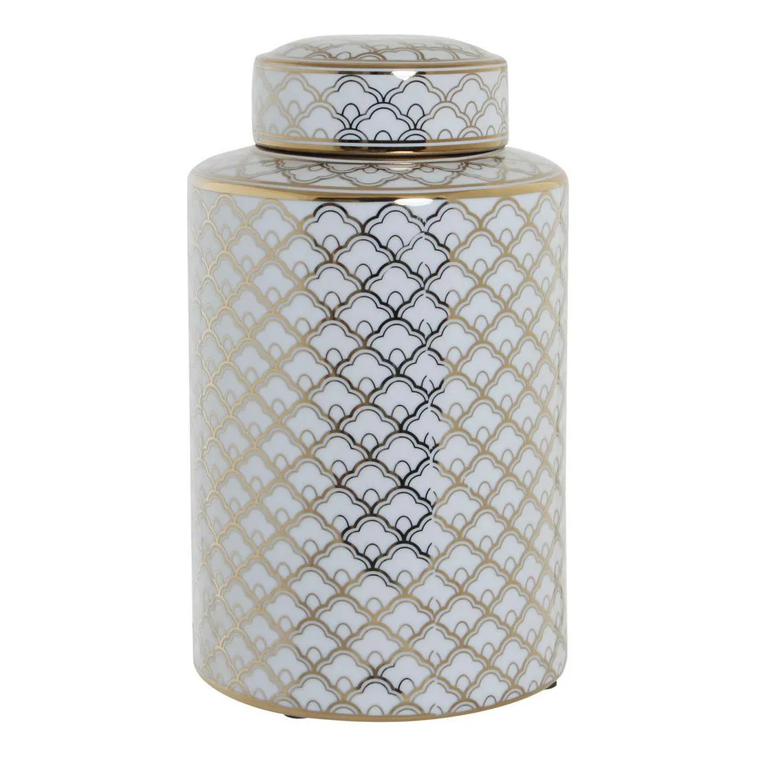 Vaso DKD Home Decor 18 x 18 x 30,5 cm Porcellana Dorato Bianco