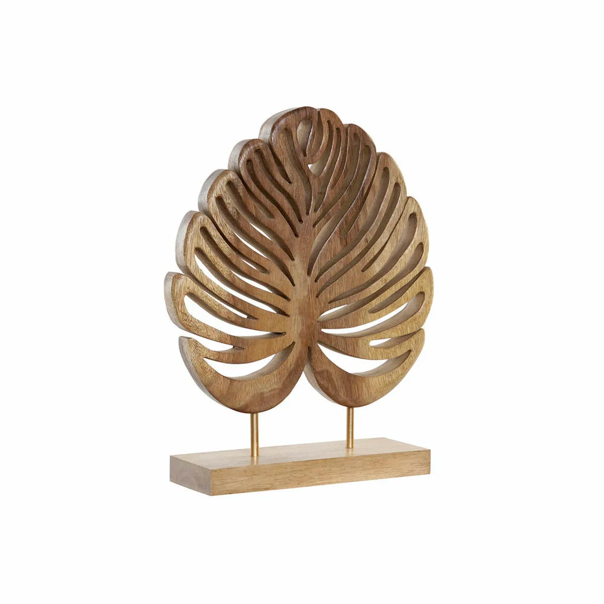 Statua Decorativa DKD Home Decor Foglio Legno Marrone Acacia Tropicale Foglia della pianta (30 x 10 x 38 cm) (30 cm)