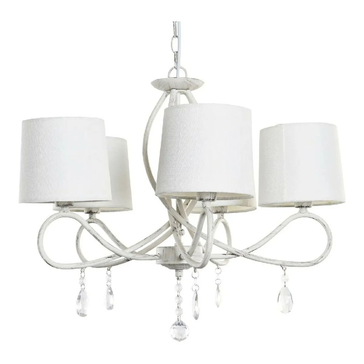 Lampadario DKD Home Decor Bianco Multicolore Trasparente Metallo 25 W Shabby Chic 220 V 54 x 54 x 37 cm