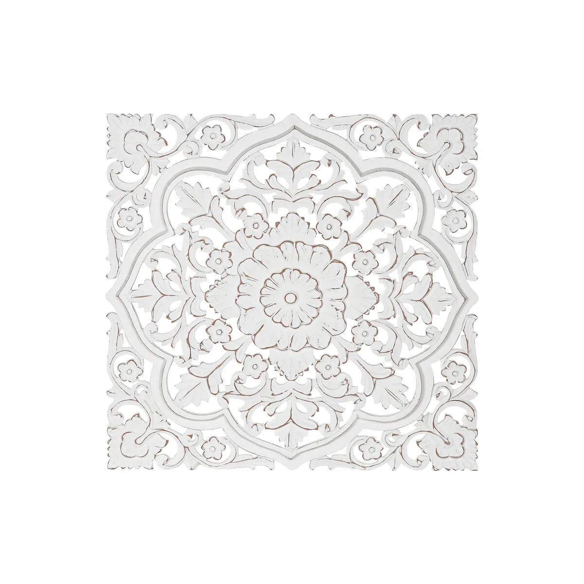 Decorazione da Parete DKD Home Decor Bianco Mandala Indiano Finitura invecchiata Decapaggio 90 x 4 x 90 cm