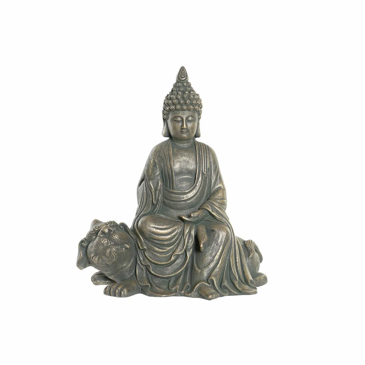 Statua Decorativa DKD Home Decor 38 x 25 x 43 cm Nero Dorato Buddha Grigio scuro Orientale Moderno