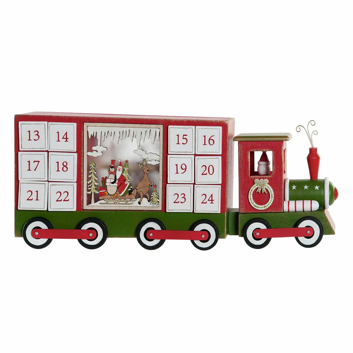 Calendario dell'Avvento DKD Home Decor Legno Treno 43 x 9,5 x 17 cm