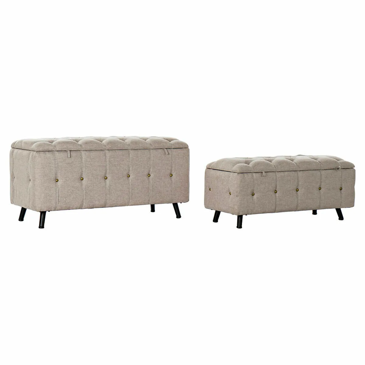 Panca DKD Home Decor   Nero Beige Metallo 103 x 42 x 52 cm (2 Unità)