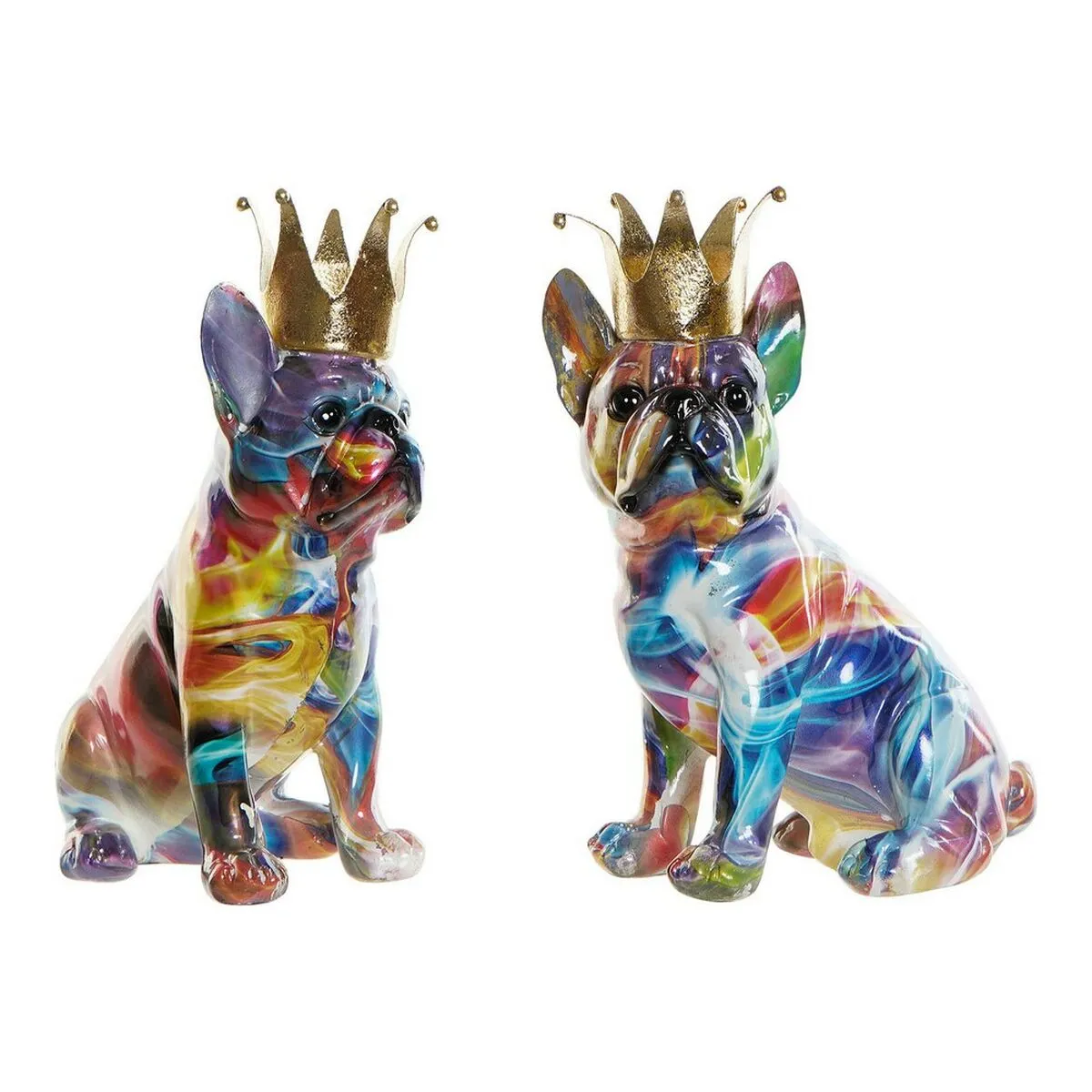 Statua Decorativa DKD Home Decor 18,5 x 11,5 x 23,5 cm Multicolore Cane (2 Unità)