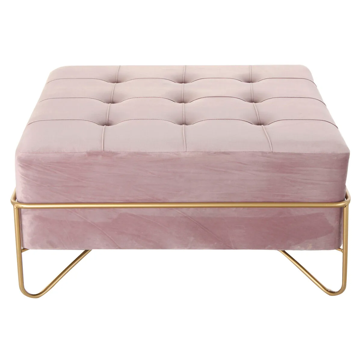 Panca DKD Home Decor   Schiuma Rosa Dorato Metallo Poliestere Velluto Legno MDF (80 x 80 x 42 cm)