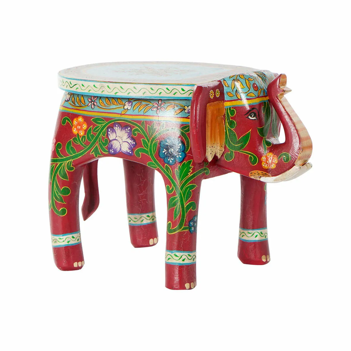 Tavolo aggiuntivo DKD Home Decor Marrone Multicolore Acrilico Legno di mango Elefant (45 x 34 x 34 cm)