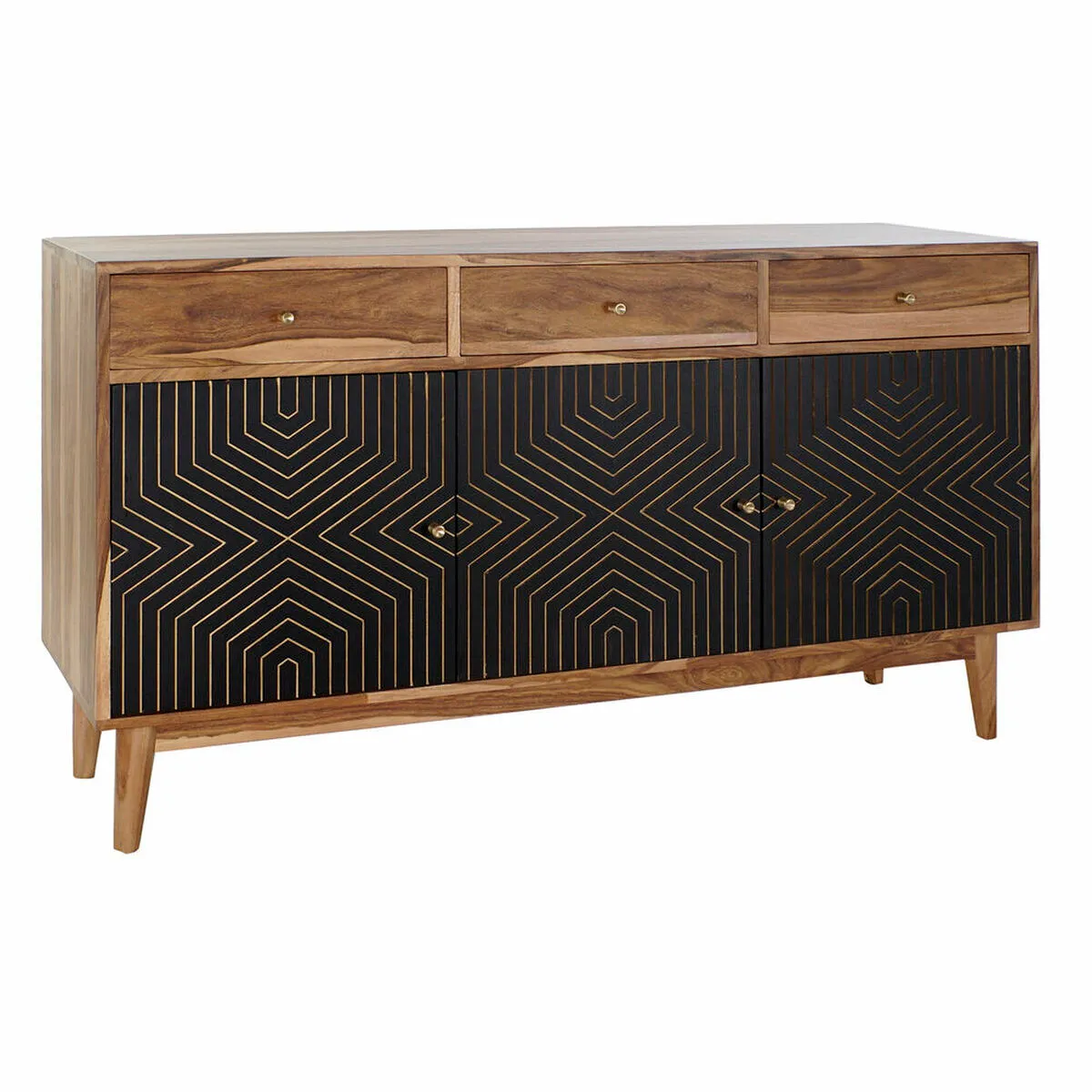 Credenza DKD Home Decor Nero Moderno Naturale 140 x 40 x 76 cm