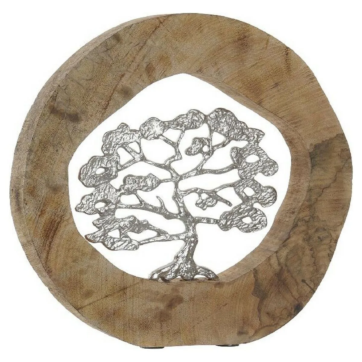 Statua Decorativa DKD Home Decor Argentato Albero Marrone Alluminio Legno di mango (35 x 5.5 x 33 cm)