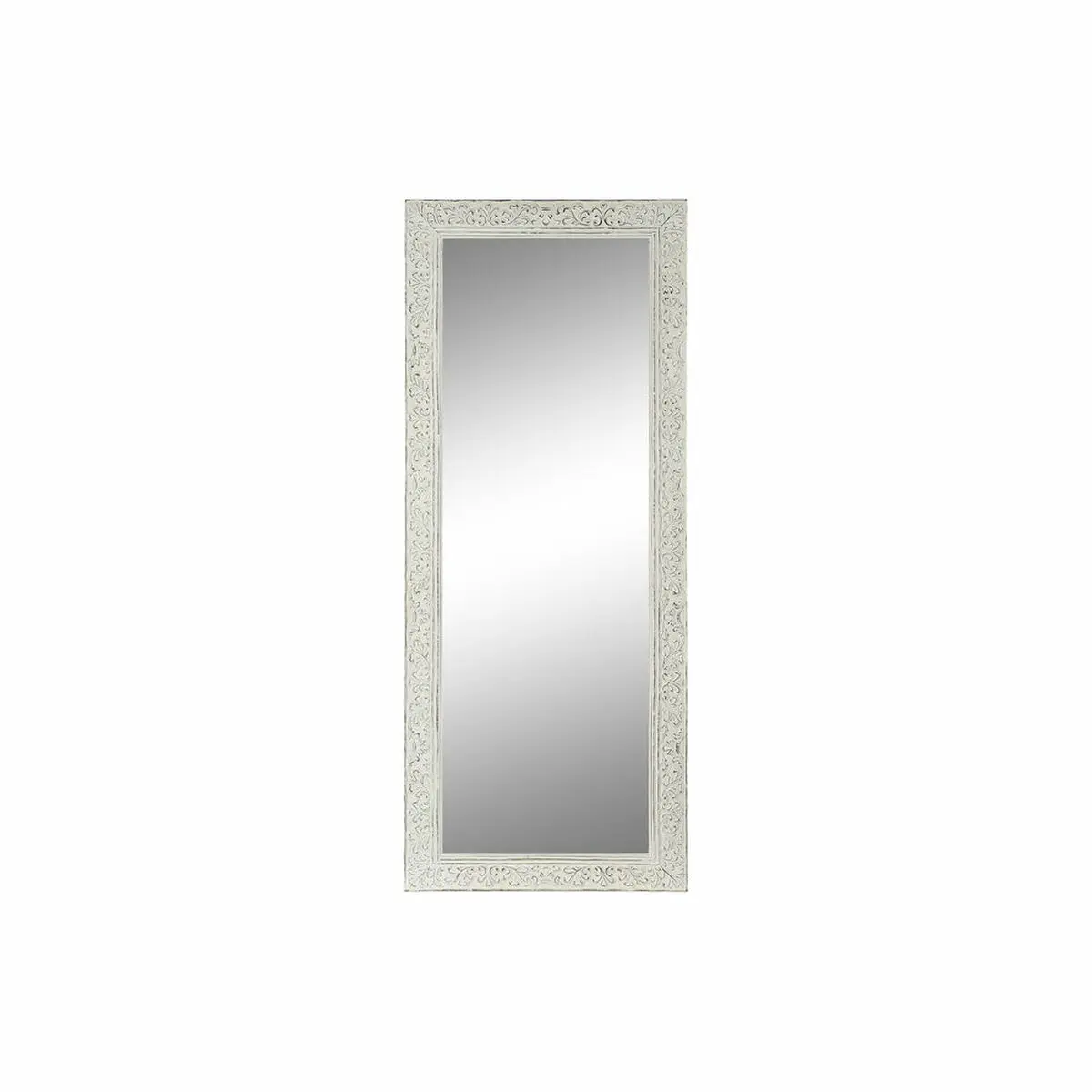 Specchio da parete DKD Home Decor Bianco Legno di mango Legno MDF Decapaggio (76 x 4 x 190 cm)