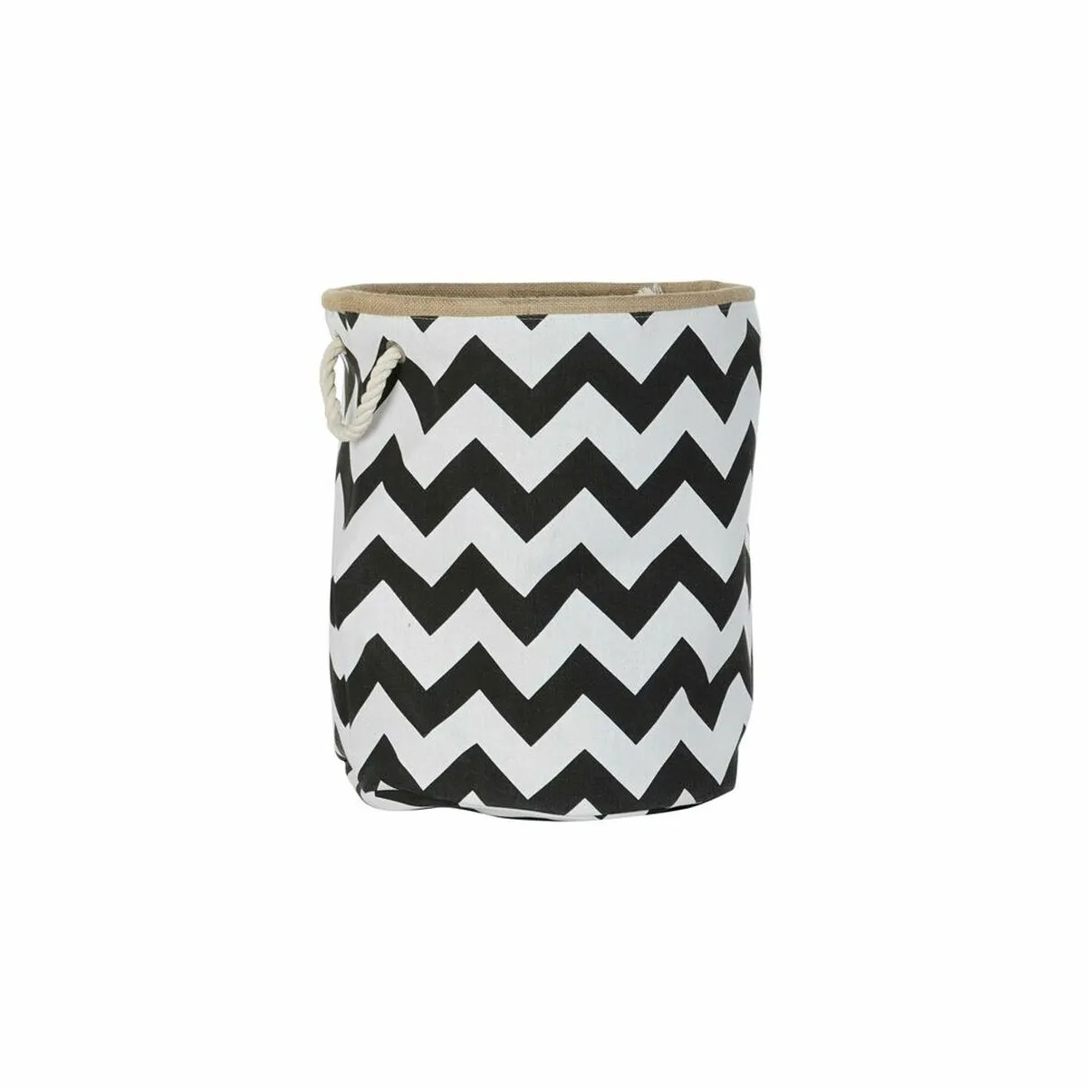 Cestino DKD Home Decor 8424001855759 38 x 38 x 45 cm Nero Poliestere Zig zag Bianco Moderno Iuta