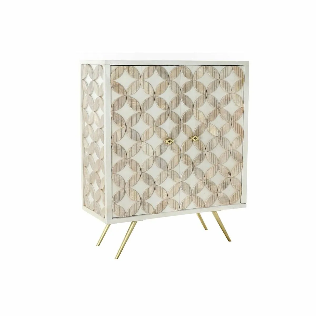 Credenza DKD Home Decor Bianco Dorato Ottone Legno di mango (93 x 41 x 114,5 cm)