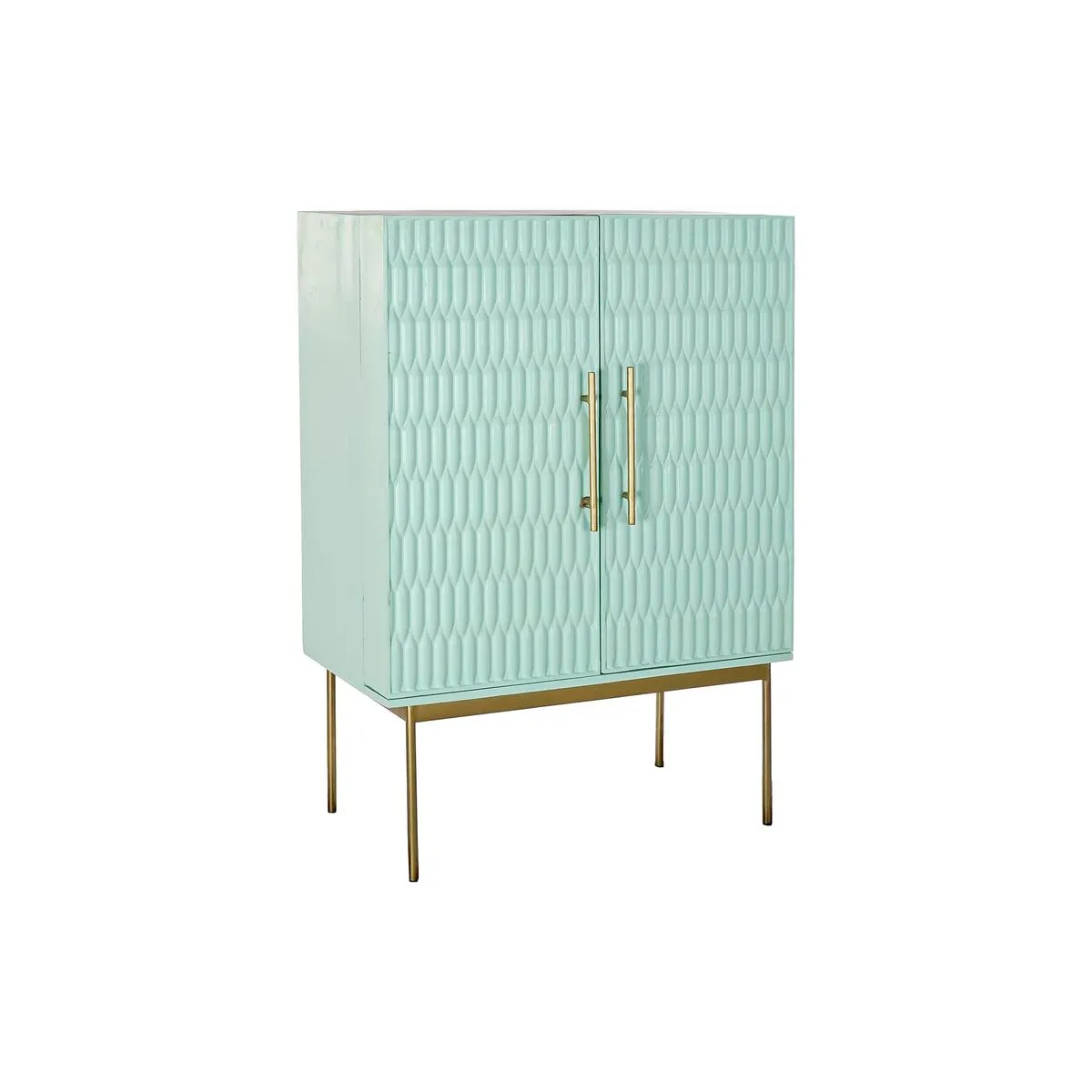 Credenza DKD Home Decor Portabottiglie Metallo Legno Turchese (90 x 48 x 130 cm)