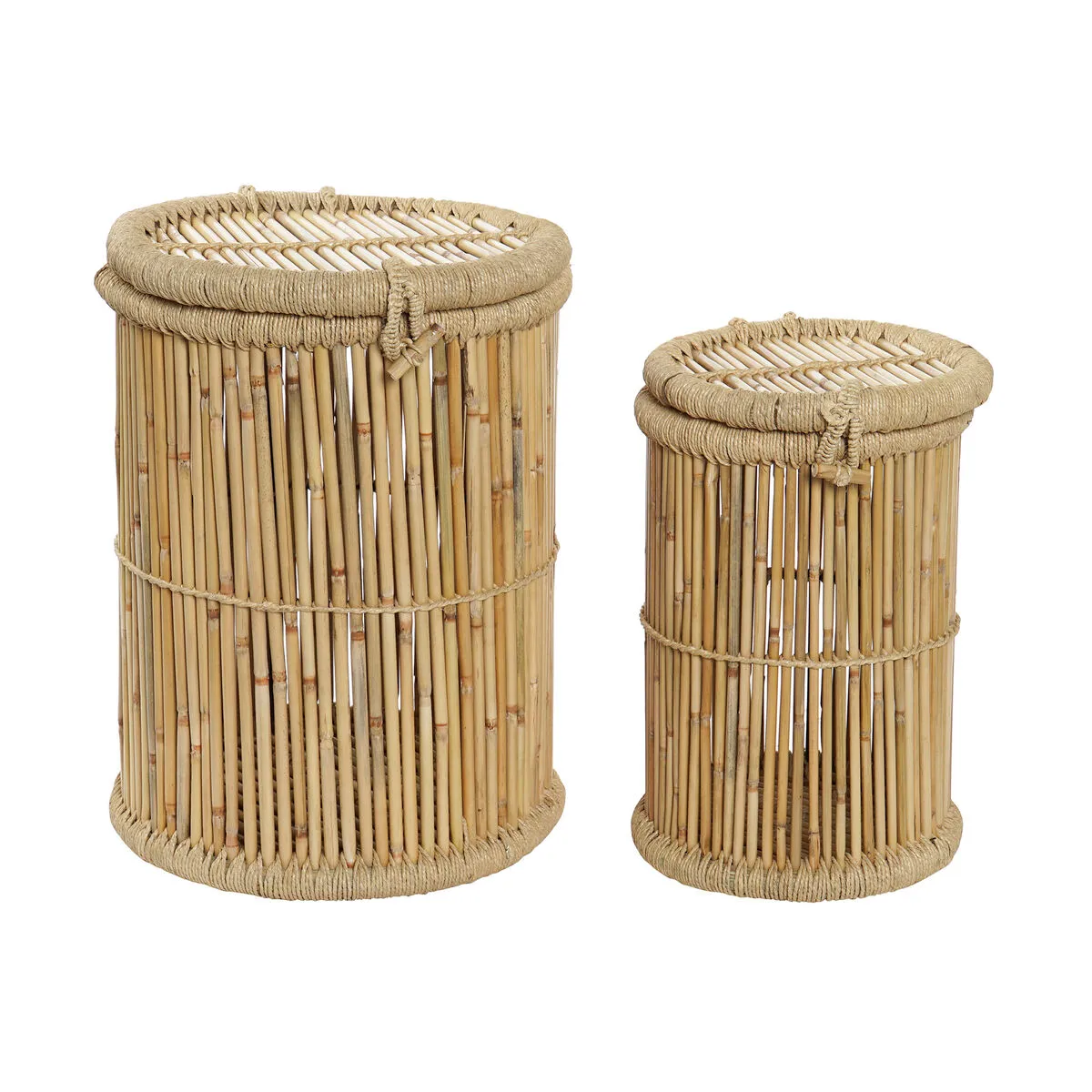 Set di Cesti DKD Home Decor Naturale Corda Bambù (44 x 44 x 60 cm) (2 Pezzi)