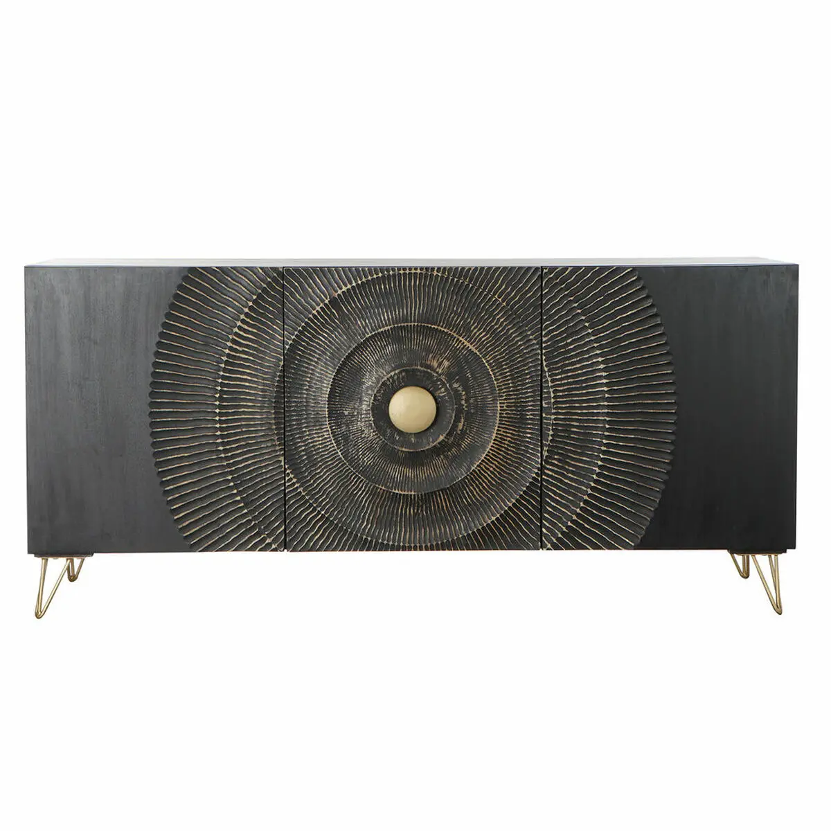 Credenza DKD Home Decor Nero Multicolore Dorato Metallo Legno di mango 160 x 45 x 75 cm