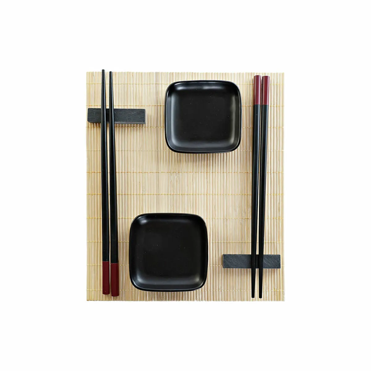 Set per Sushi DKD Home Decor Nero Naturale Metallo Bambù Gres Orientale 30 x 40 cm 27,8 x 17,8 x 3 cm (7 Pezzi) (27,8 x 17,8 x 3