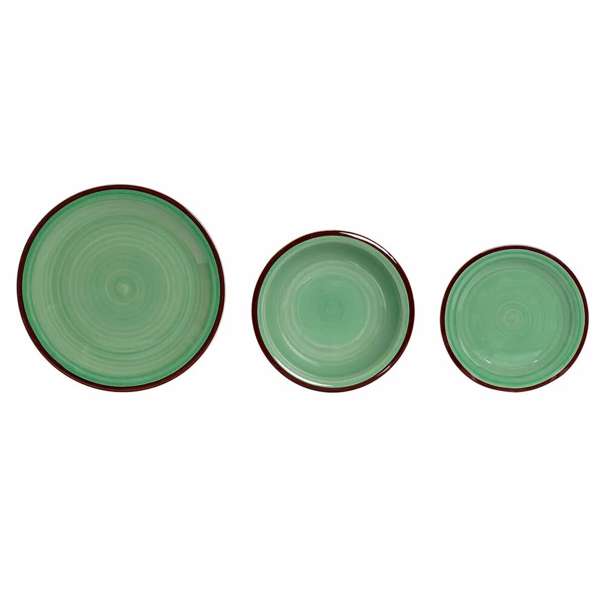 Servizio di Piatti DKD Home Decor 26,5 x 26,5 x 3 cm Verde Plastica Gres 18 Pezzi